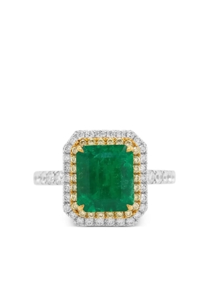 HYT Jewelry 18K white and yellow emerald and diamond ring