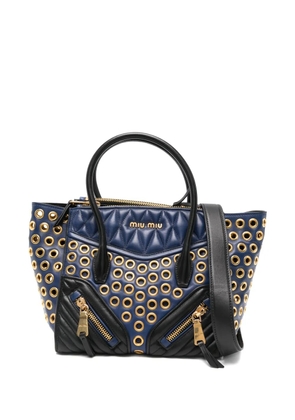Miu Miu panelled quilted eyelet-detail tote bag - Blue