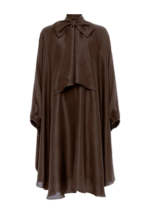 AZEEZA Emlyn bow-neck midi dress - Brown