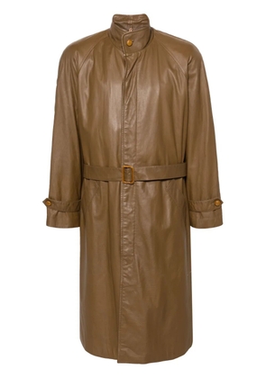 Valentino Garavani Pre-Owned 1980s stand-up collar belted leather coat - Brown