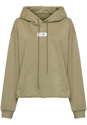 MM6 Maison Margiela Numeric raw-cut-hem hoodie - Neutrals