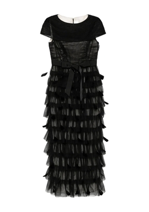 Huishan Zhang Michelle tulle feath dress - Black