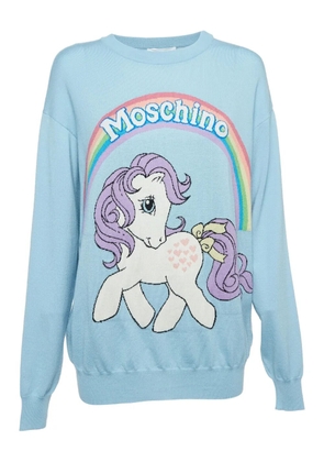 Moschino Pre-Owned pony rainbow sweater - Blue