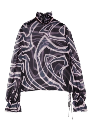 PUCCI labirinto print balloon-sleeves blouse - Black