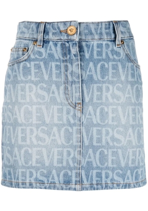 Versace Versace Allover denim miniskirt - Blue