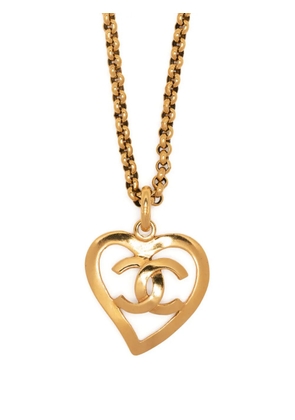CHANEL Pre-Owned 1995 CC heart-pendant chain necklace - Gold