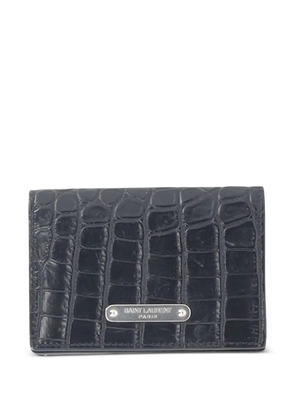 Saint Laurent Pre-Owned logo-plaque croc-embossed wallet - Black