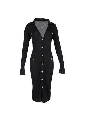 Versace Pre-Owned ribbed buttoned midi dress - Black