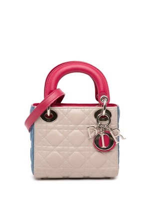 Christian Dior Pre-Owned 2014 Mini Tricolor Lambskin Cannage Lady Dior satchel - Brown