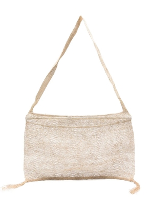 SLO_HAND_MADE tasselled net tote bag - Neutrals