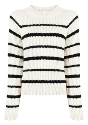 Vince striped ribbed-knit jumper - White