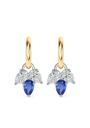 PHILLIPS HOUSE 18K yellow gold and platinum diamond and sapphire triple-leaf huggie earrings