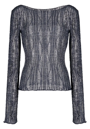 VOZ boat-neck open-knit sweater - Blue