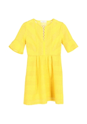 SANDRO crew-neck embroidered mini dress - Yellow