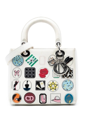 Christian Dior Pre-Owned 2016 Medium Calfskin Patch Embellished Lady Dior satchel - White