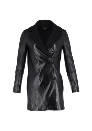 Maje double-breasted leather coat - Black