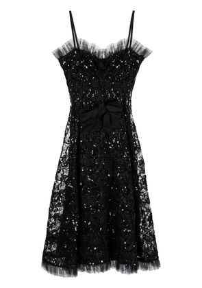 Saint Laurent Pre-Owned 1980s sequinned lace flared dress - Black