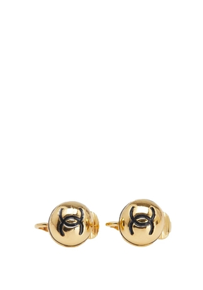 CHANEL Pre-Owned 1950-1970 Gold Plated CC Button Clip On Earrings costume earrings