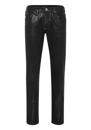 Philipp Plein coated-finish straight-leg jeans - Black