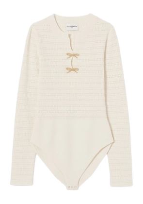 Claudie Pierlot bow-embellished knitted bodysuit - Neutrals