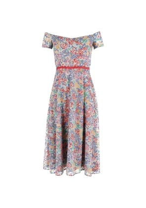 Saloni off-shoulder floral-print midi dress - Neutrals