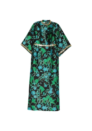 Baruni Mira floral-jacquard embellished maxi dress - Black