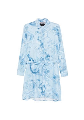 Versace Jeans Couture tie-waist patterned mini dress - Blue