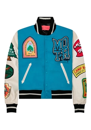 MEMBERS OF THE RAGE embroidered leather-sleeved bomber jacket - Blue
