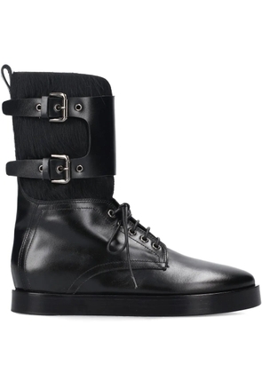 Premiata furry buckle boots - Black