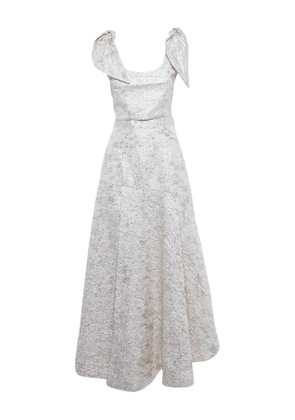 Bambah Camelia jacquard tie-shoulder top and skirt - White