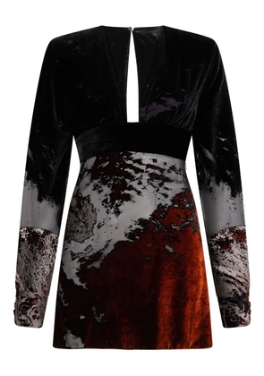 Roberto Cavalli long-sleeve print mini dress - Black