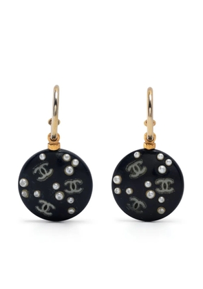 CHANEL Pre-Owned 2003 CC faux-pearl half-hoop earrings - Black