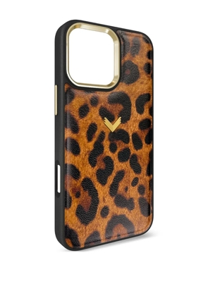 VELANTE leopard-print iPhone 16 Pro phone case - Brown