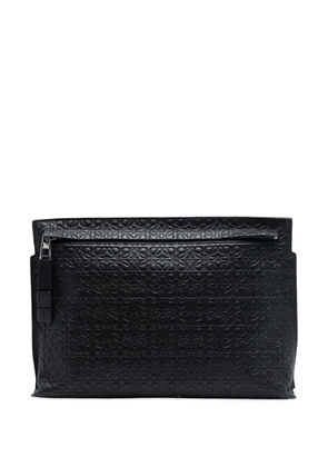 Loewe Pre-Owned 2015 Embossed Anagram Leather Repeat T clutch bag - Black