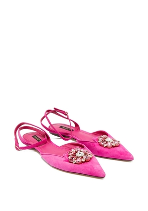 Dolce & Gabbana Pre-Owned crystal-embellishment ballet flats - Pink