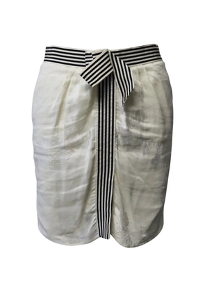 Emporio Armani Pre-Owned floral-motif striped midi skirt - Neutrals