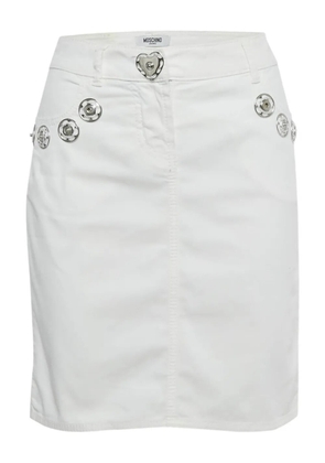 Moschino Pre-Owned denim button pencil skirt - White