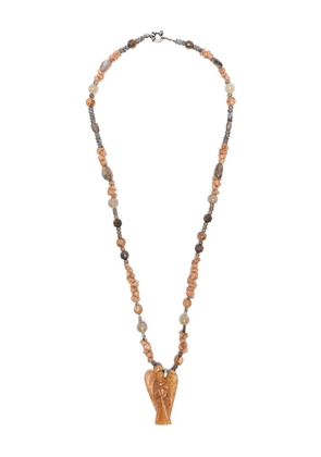 KUNDO carved crystal angel necklace - Brown