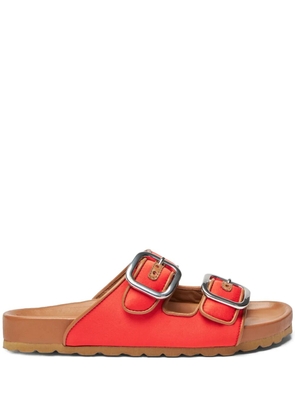 Scarosso Isa double-buckle leather slides - Orange