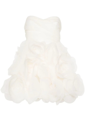 Ana Radu floral-appliqué strapless minidress - Neutrals