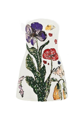 Leo Lin floral strapless dress - White