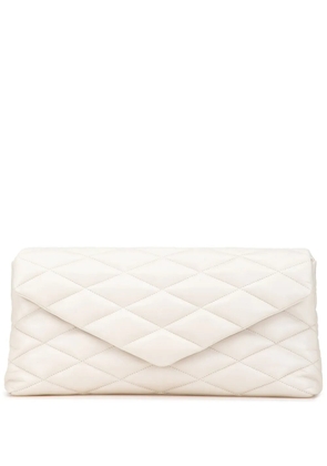 Saint Laurent Pre-Owned 2021 Large Quilted Lambskin Sade clutch bag - White