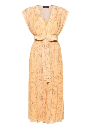 Fabiana Filippi Fabula-print pleated dress - Yellow