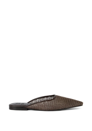 Brunello Cucinelli precious net embroidery mules - Brown