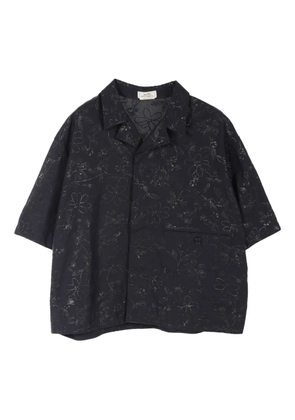 Hermès Pre-Owned 2020s flower-embroidery short-sleeve shirt - Black