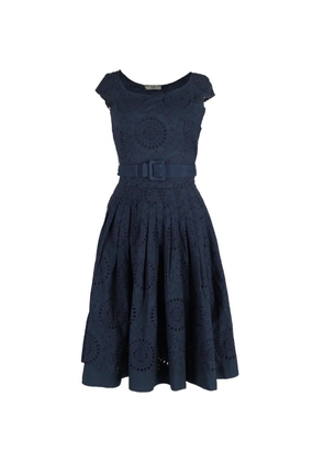Prada Pre-Owned broderie-anglaise belted dress - Blue