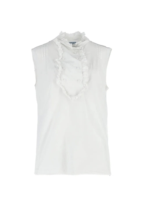 Prada Pre-Owned ruffle mock-neck sleeveless blouse - White