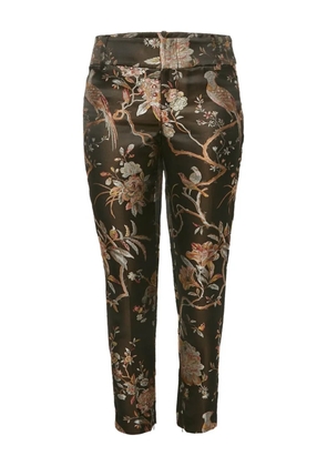 alice + olivia floral-jacquard trousers - Brown