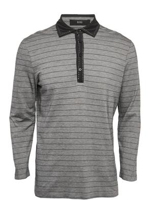 BOSS GREEN HUGO BOSS striped long-sleeve polo shirt - Grey