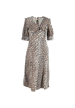 GANNI leopard-print midi dress - Brown